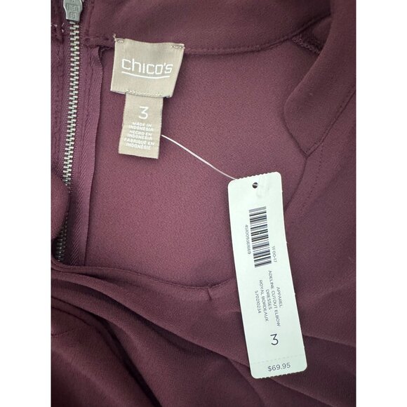 Chico's Size 3 = XL/16 ROYAL BORDEAUX ADELINE SHIFT DRESS *One inch snag in back - Picture 4 of 5